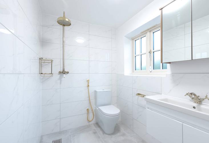 Modern Bathroom A white clean bathroom with Gold Fittings